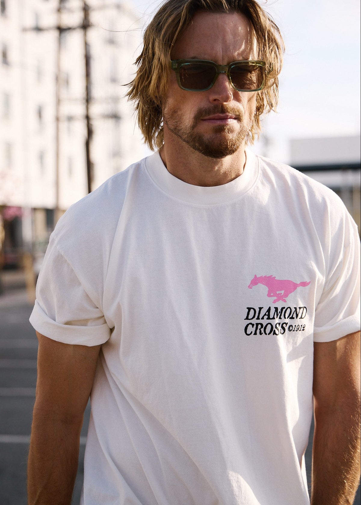 Vintage White | Diamond Cross Ranch Runnin white T-Shirt