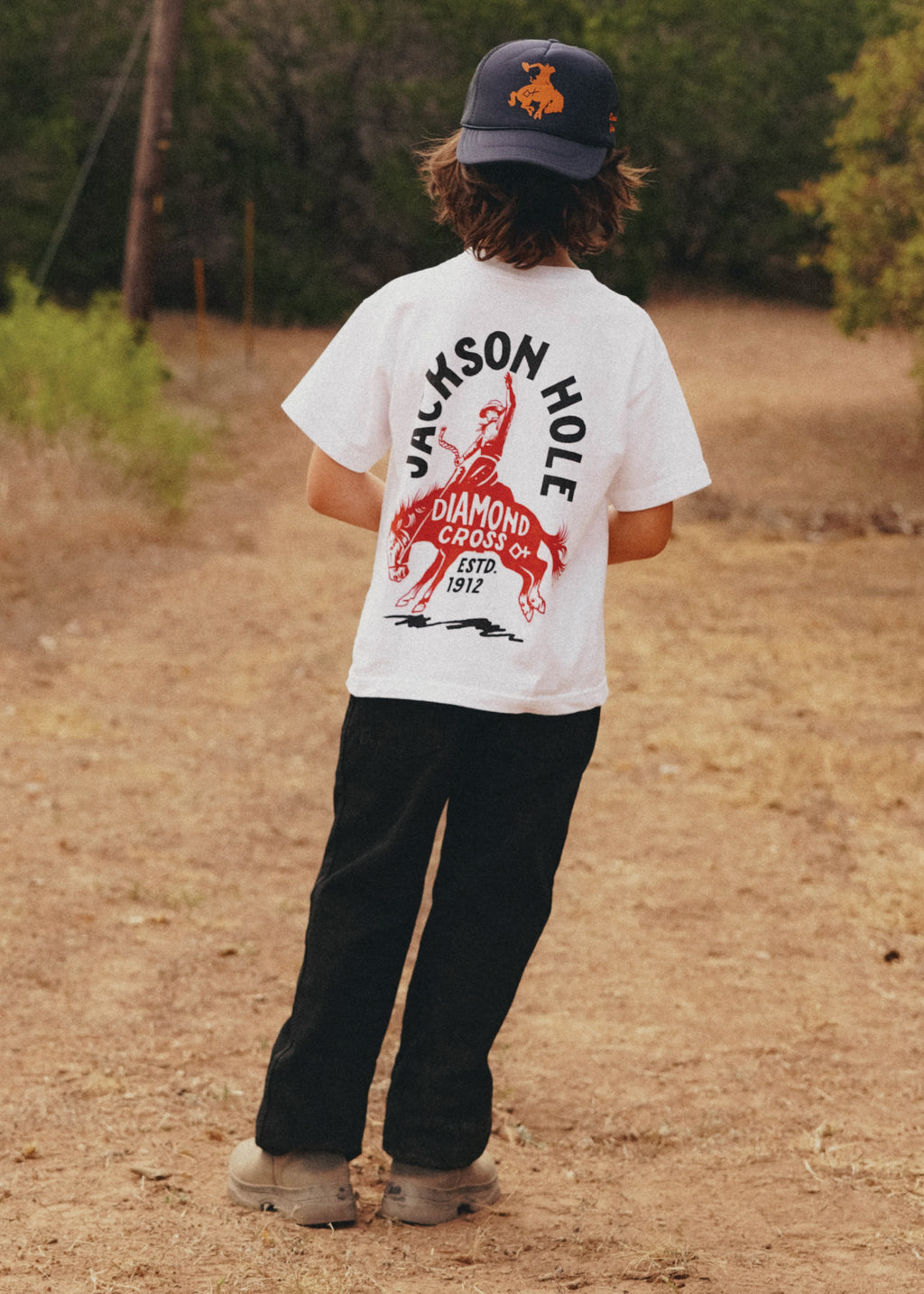 White | Diamond cross ranch Maverick Kids white t-shirt