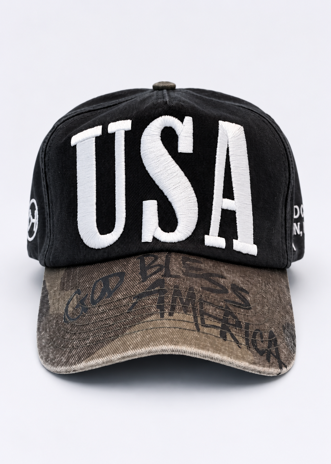 USA Black w Camo Brim | Camo Range Cap
