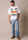 White | Diamond Cross Moto Tshirt Unisex