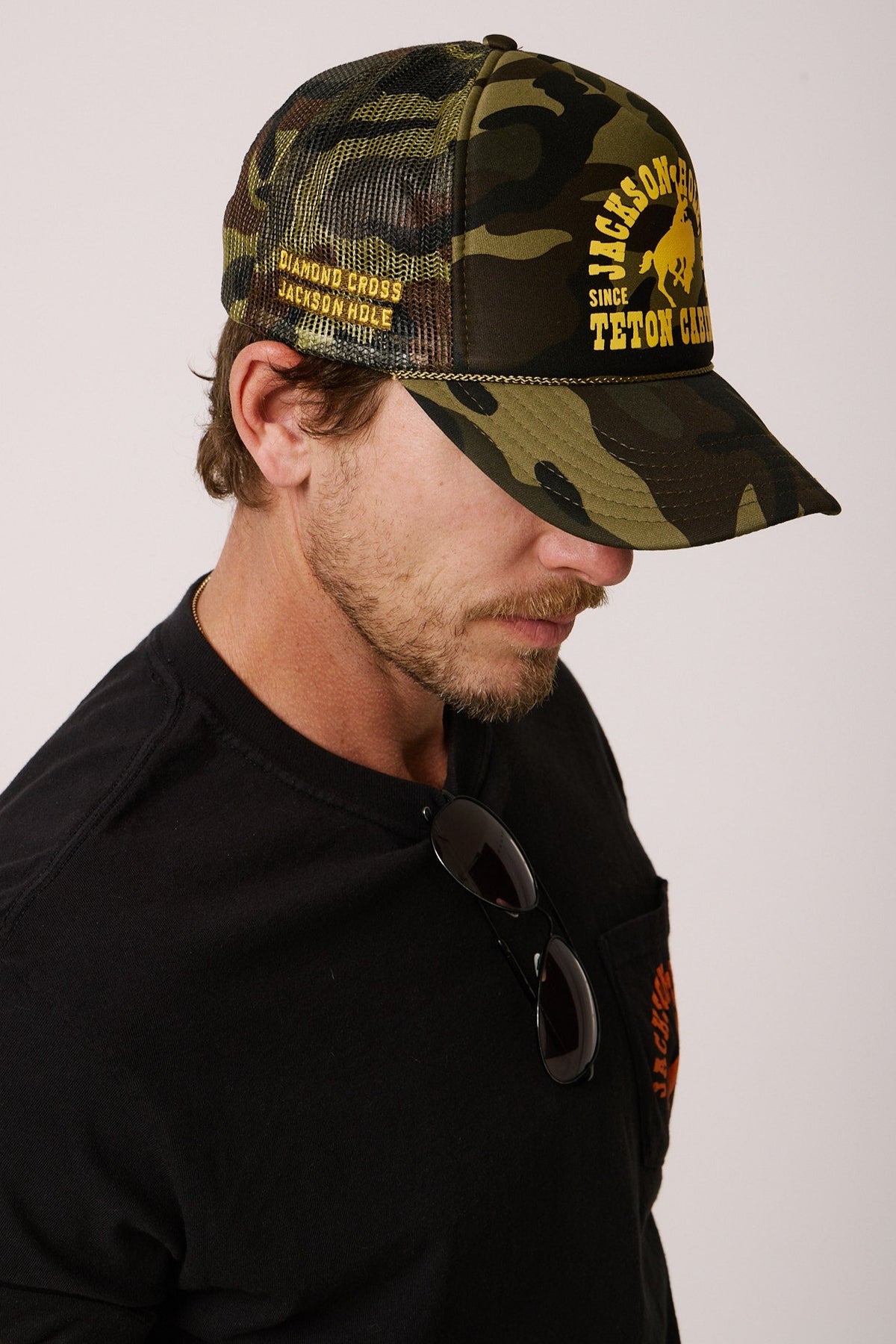 Solid Camo | Diamond cross ranch Buckin Trucker Camo cap