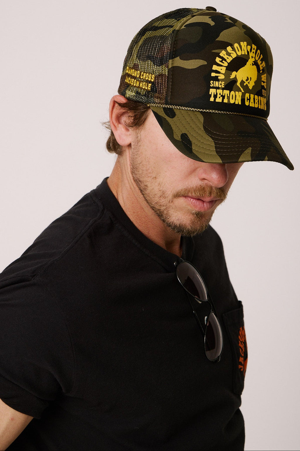 Solid Camo | Diamond cross ranch Buckin Trucker Camo cap