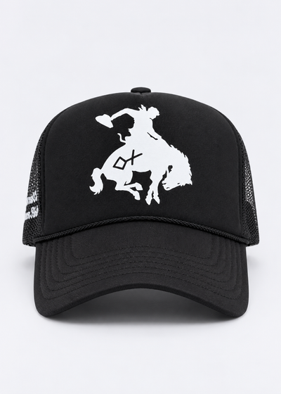 Black Cap & White | Branded Bronc Trucker