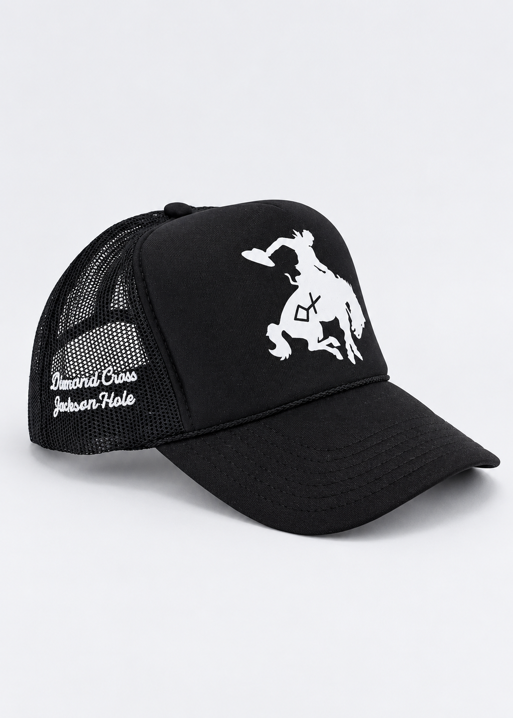 Black Cap & White | Branded Bronc Trucker