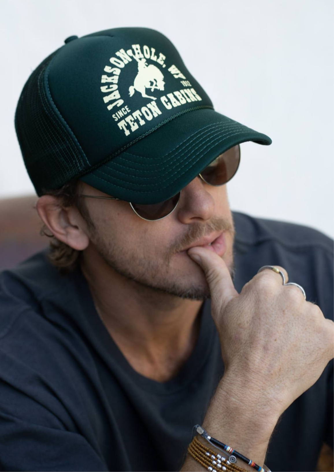 Forrest Green + Offwhite | Diamond cross ranch Buckin Trucker hat
