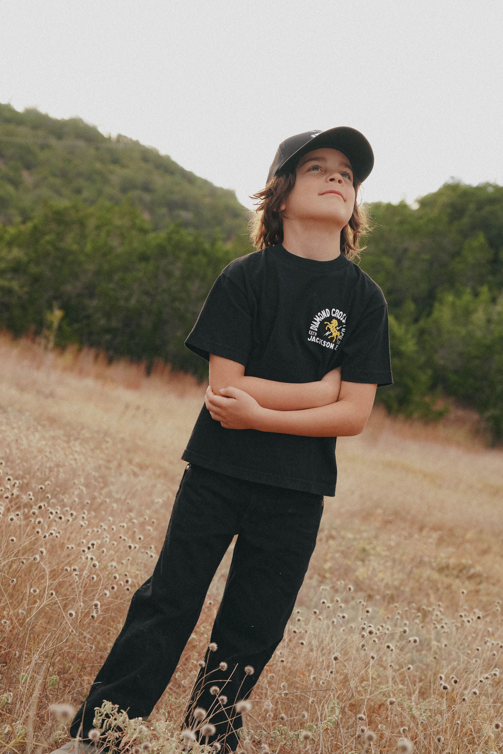 Black | Diamond cross ranch kids black t-shirt