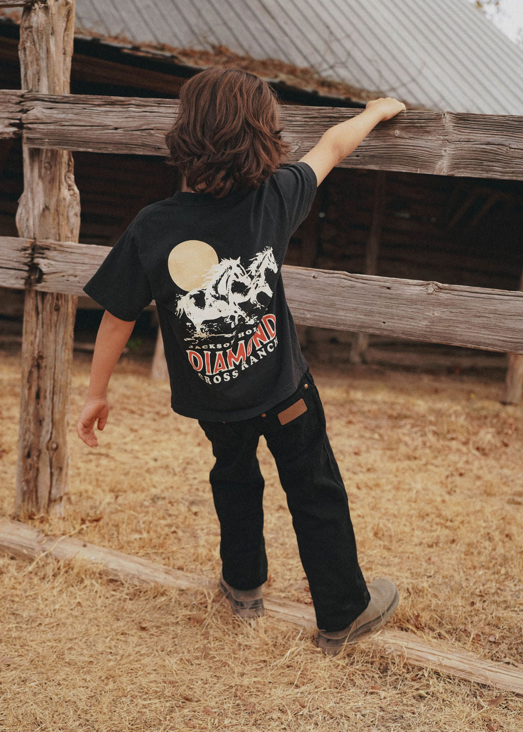 Black | Diamond cross ranch Jackson Wild Kids t-shirt