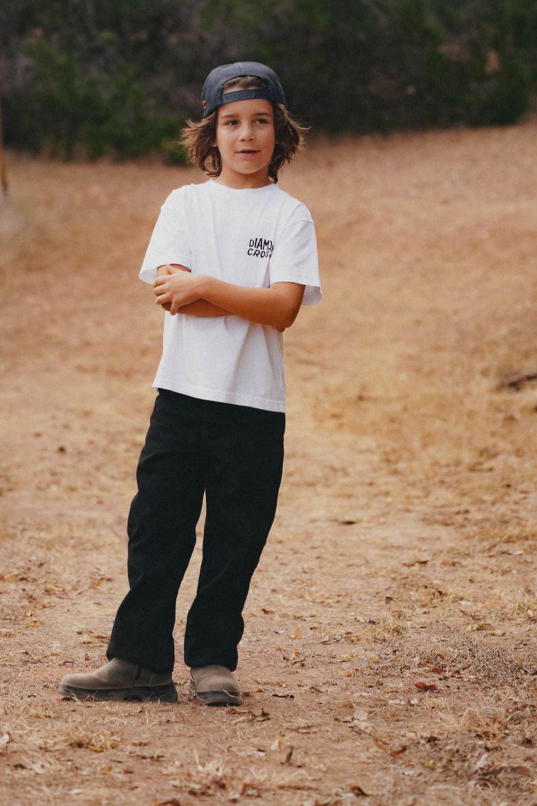 White | Diamond cross ranch Maverick Kids white t-shirt