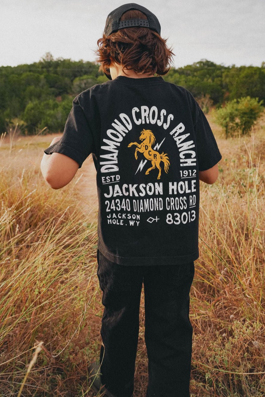 Black | Diamond cross ranch kids black t-shirt