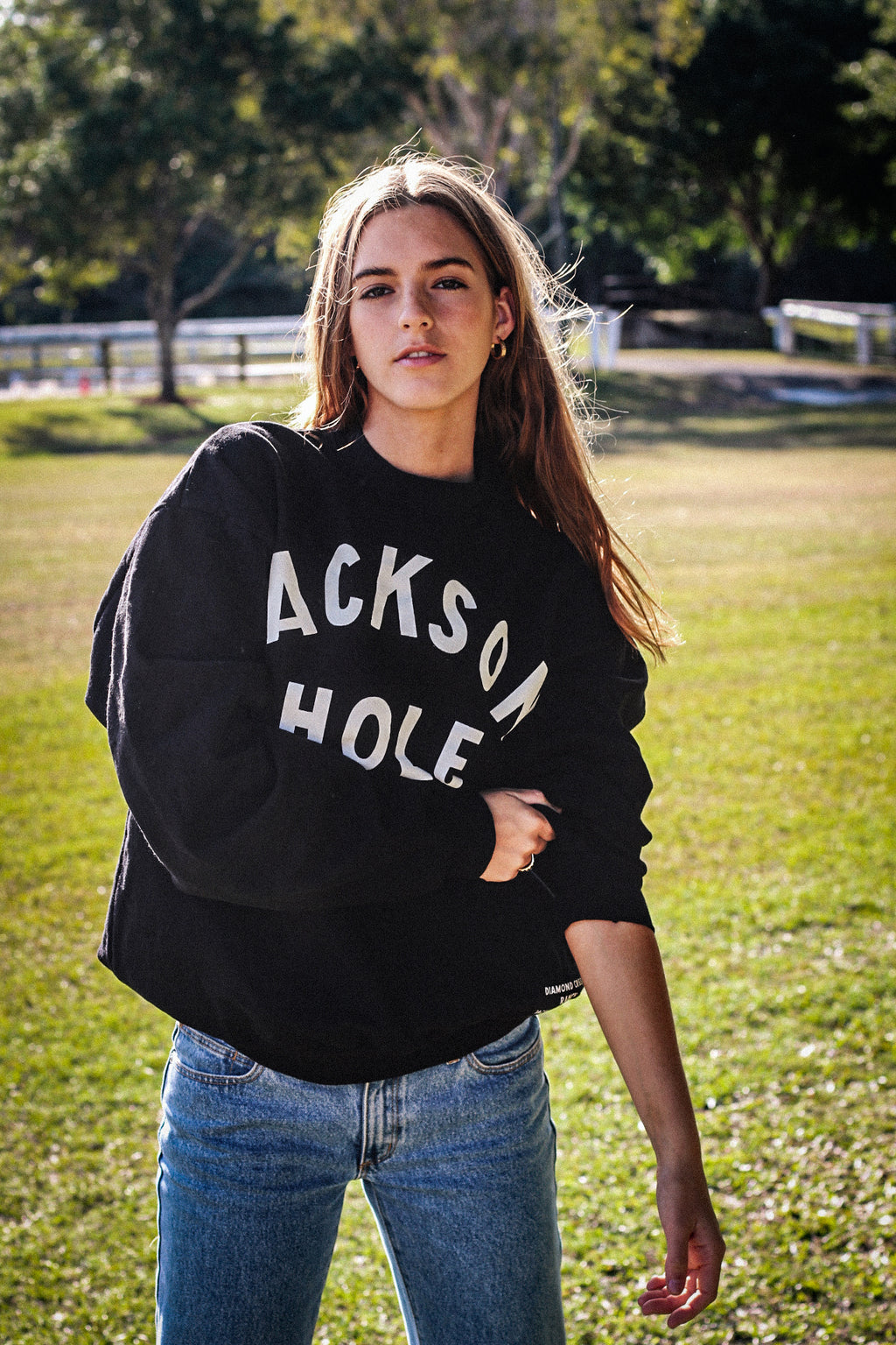 Black Jackson Hole | Diamond Cross Ranch Classic Crewneck Sweatshirt
