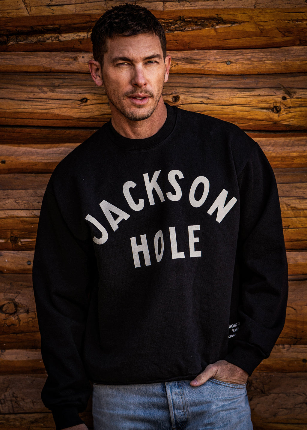 Black Jackson Hole | Diamond Cross Ranch Classic Crewneck Sweatshirt