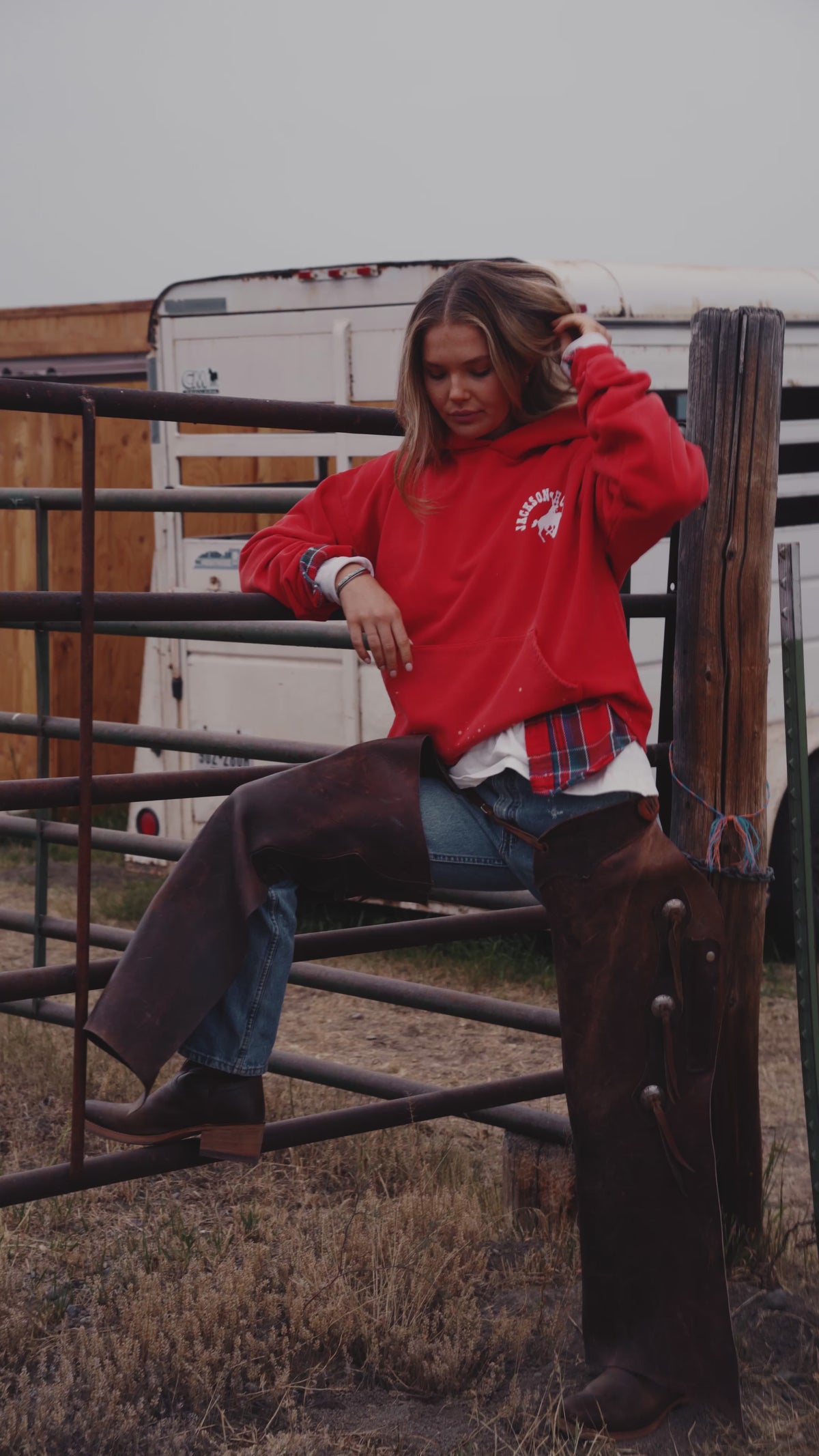 Red Buckin w Paint Distressed | The Outlaw Hoodie