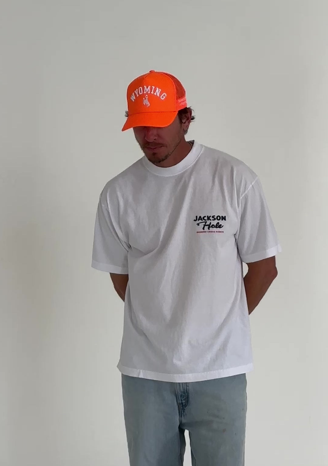 Hunter Orange | Diamond cross ranch Wyoming Trucker cap