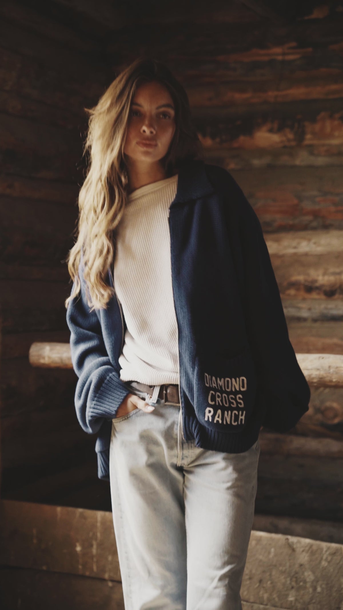 Navy & White (Preorder) | Wyoming Zip Sweater (Preorder)