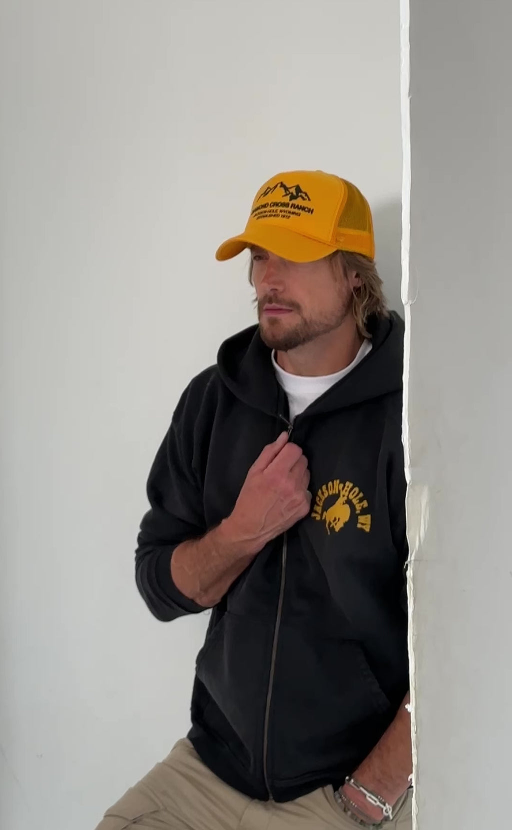 Yellow | Diamond Cross Ranch Cowboy Yellowstone Wyoming Mountain Trucker Cap