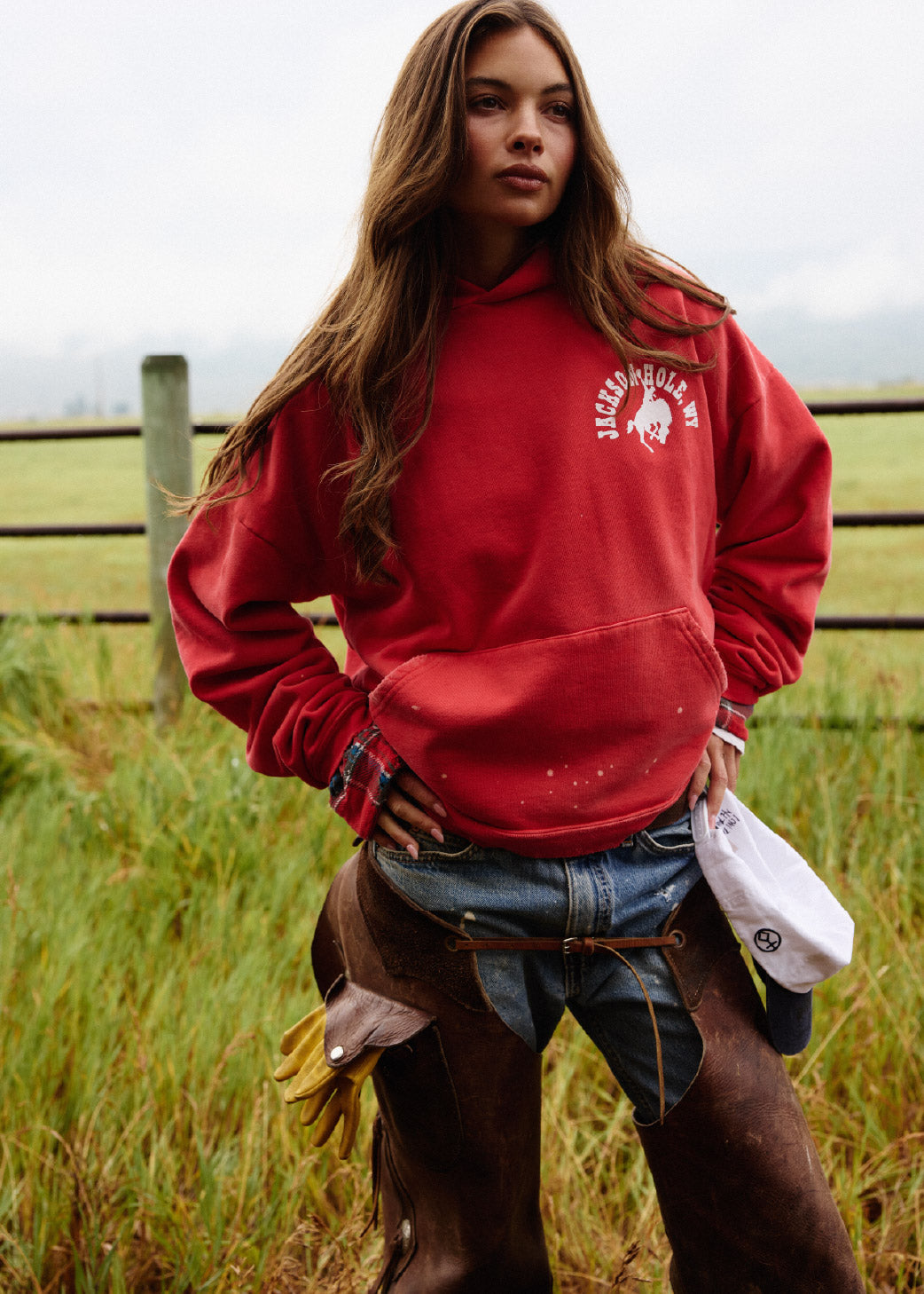 Red Buckin w Paint Distressed | The Outlaw Hoodie
