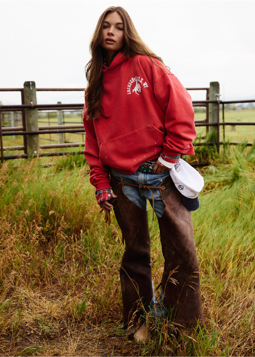 Red Buckin w Paint Distressed | The Outlaw Hoodie