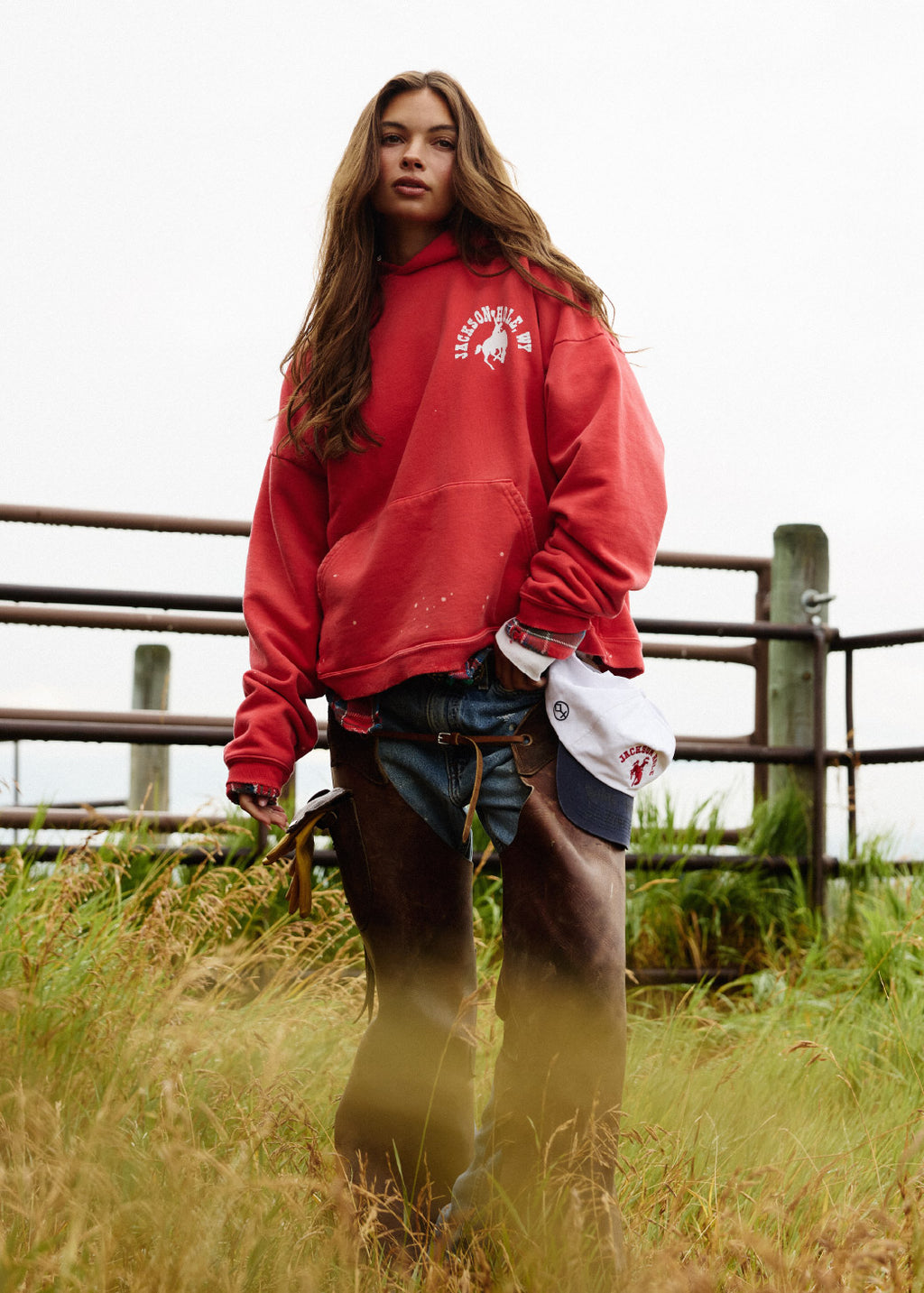 Red Buckin w Paint Distressed | The Outlaw Hoodie