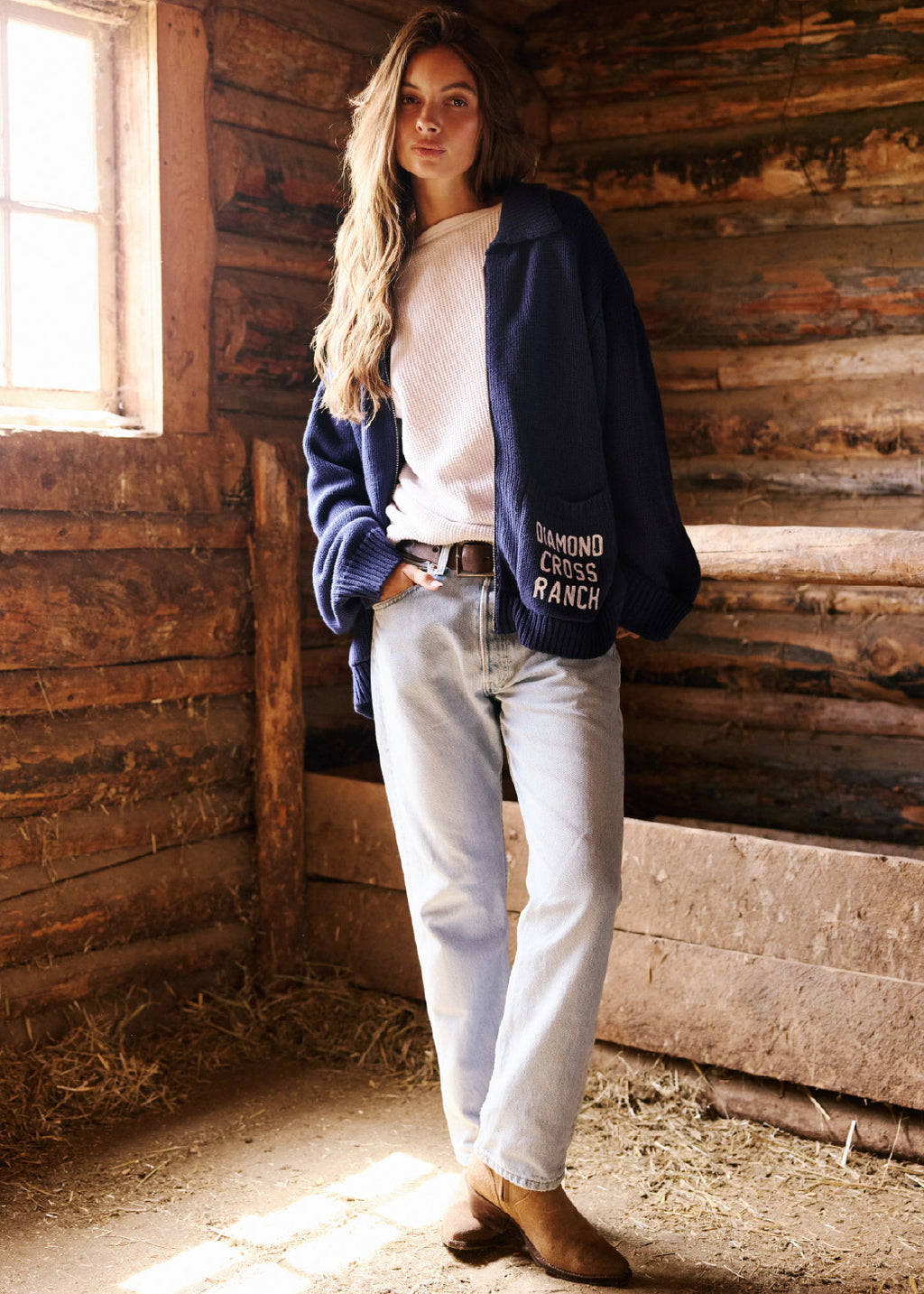 Navy & White (Preorder) | Wyoming Zip Sweater (Preorder)