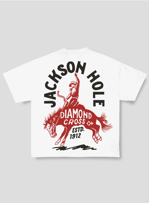White | Diamond Cross Ranch Cowboy Rodeo White Maverick T-Shirt