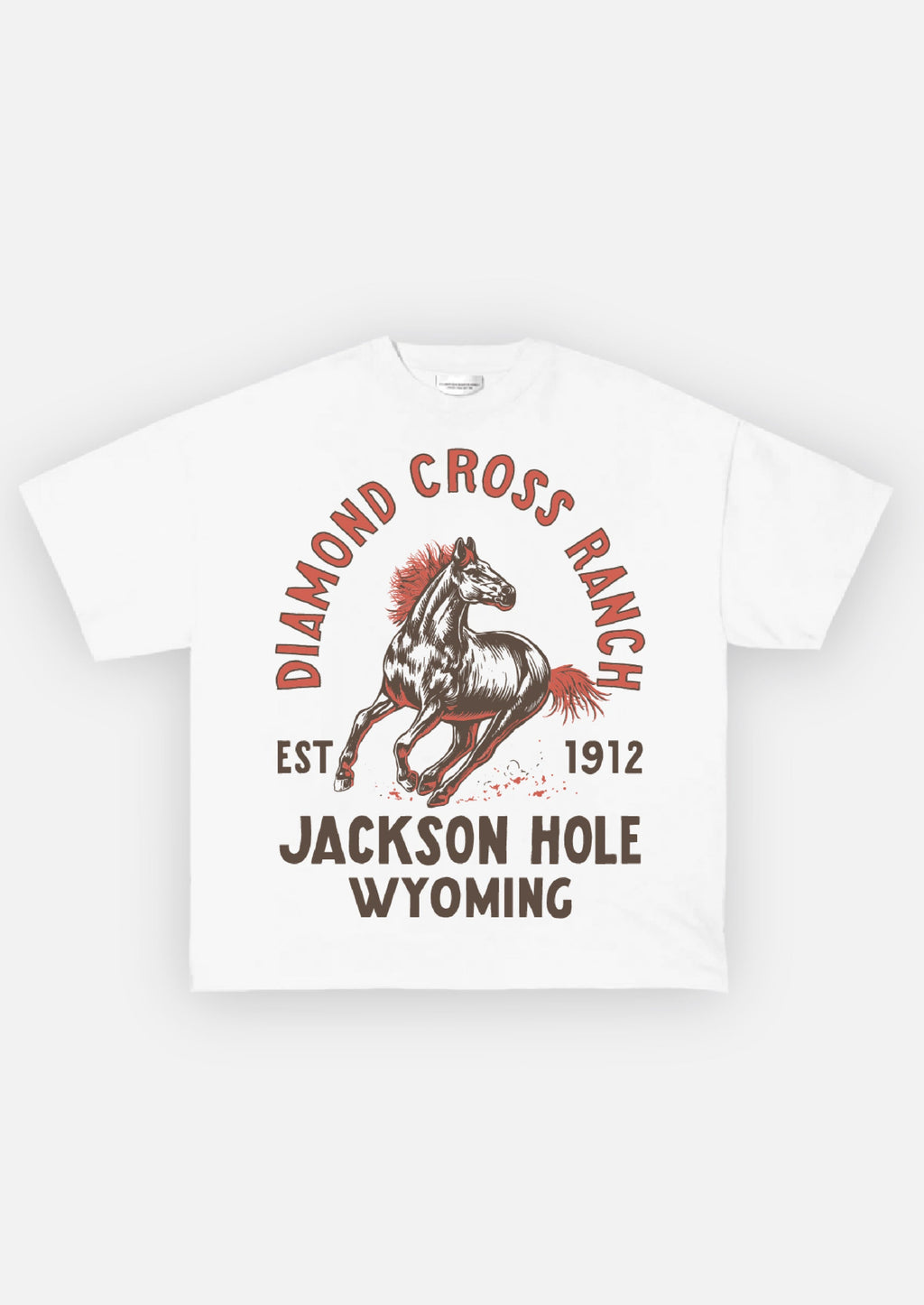 White | Diamond Cross Ranch Bronco Heritage White T-shirt