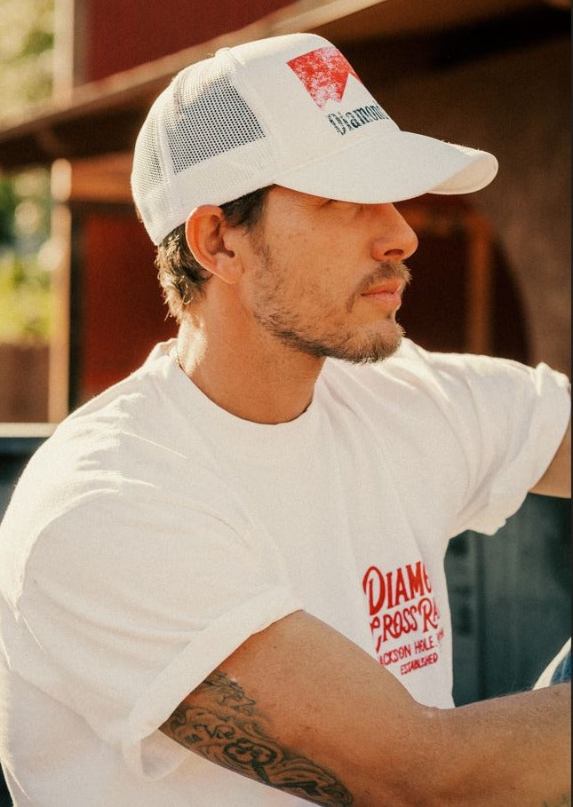 White Cap & Red Logo | Diamond Cross Ranch Marlboro Man Wyoming Cowboy Hat
