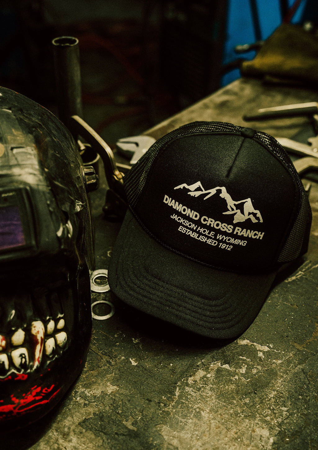Black | Diamond Cross Ranch Cowboy Yellowstone Wyoming Black Mountain Trucker Cap